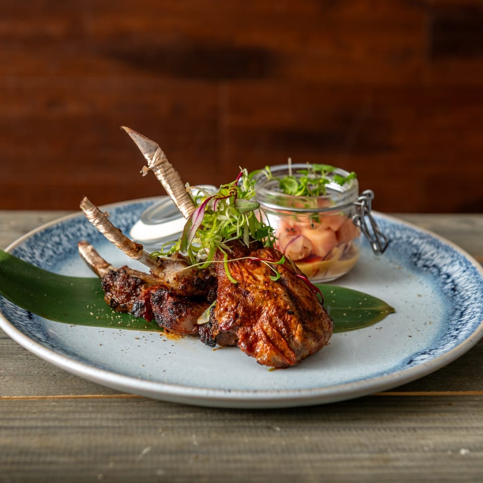 New Zealand lamb chops with salad