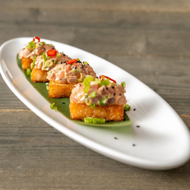 Crispy Rice with Spicy Tuna Bites.