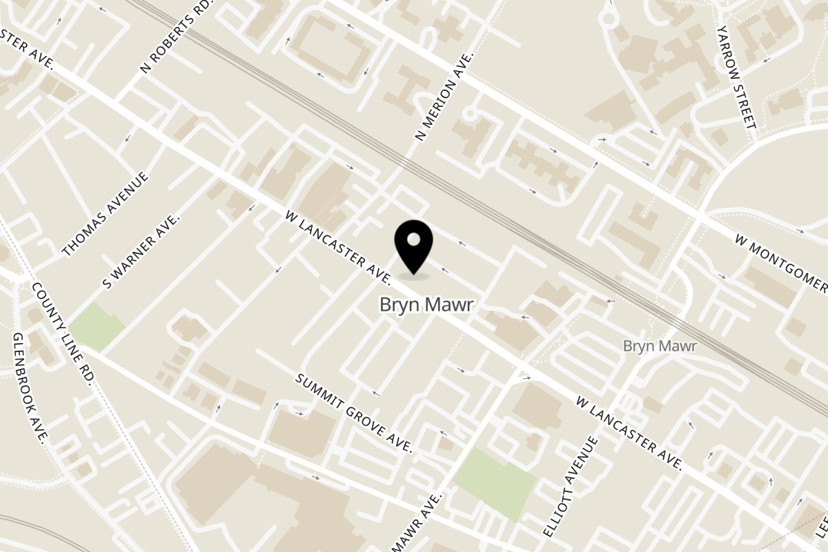Map showing the location of The Choice on 845 W Lancaster Ave in Bryn Mawr